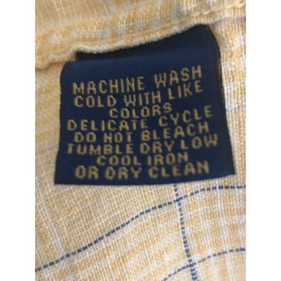 T. Harris London Button Down Shirt Mens Yellow Large 100% Linen - Picture 5 of 6